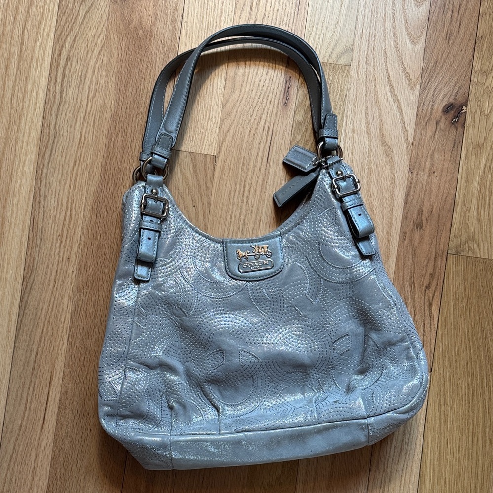 Coach Metallic Gray Shoulder Bag